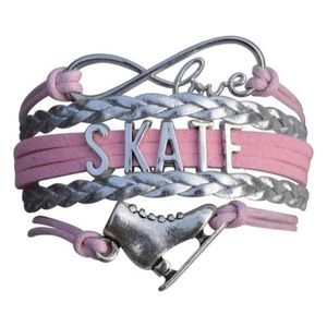 Girls Figure Skating Bracelet - Pink & Silver